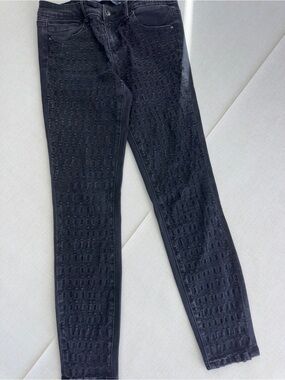 Women’s Black Textured Skinny Jeans